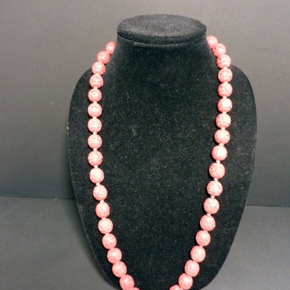 Gorgeous 70' Chinese Cinnabar Hand Made (Red) Knotted Necklace 30" Long 3440 - Picture 6 of 6